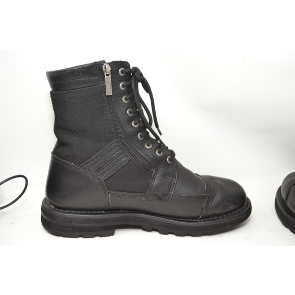 Harley Davidson Biker Boots Mens 9.5 Black 95138 Leather Cap Toe Zip Up/ Lace Up - Picture 8 of 12